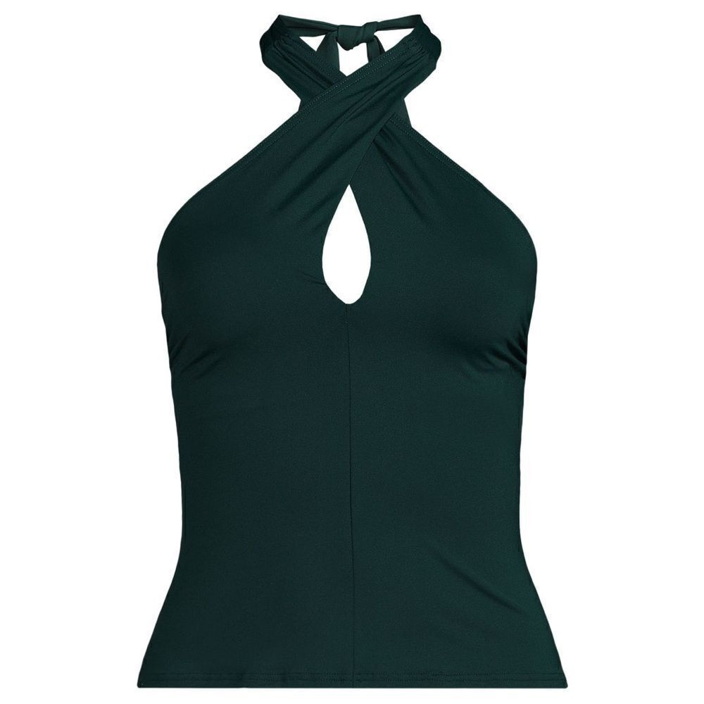 Land's End Criss Cross halter tankini bathing suit top balsam green size 12